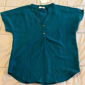 Dark green Monteri petite short sleeve blouse